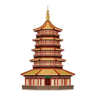 立体剪纸剪纸风中国风中式建筑古建筑宝塔