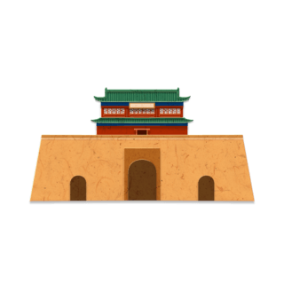 古代墙画海报模板_立体剪纸剪纸风中式建筑中国风古建筑城楼城墙