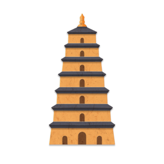 古代粥铺海报模板_立体剪纸剪纸风中式建筑中国风古建筑宝塔