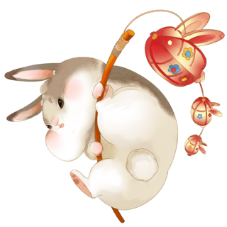 国年海报模板_国潮兔年新年新春春节卡通可爱兔子胖胖兔提灯笼