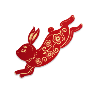 剪纸动物海报模板_新年兔年春节红色红金立体剪纸兔子