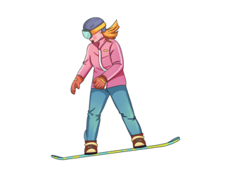手绘冬天运动滑雪的人元素