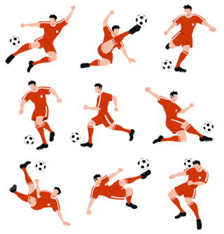 体育赛事海报模板_世界杯踢足球运动人物矢量