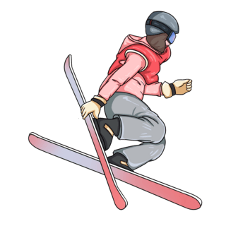 寒冷的冬天窗台海报模板_手绘冬天运动滑雪的人物主题元素