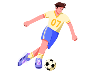 卡通雪屋PNG海报模板_淡黄色扁平风踢足球的人物元素世界杯体育竞技比赛