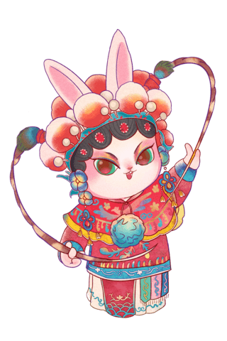 吃萝卜兔子海报模板_兔年新春春节新年国潮戏曲京剧中国风兔子