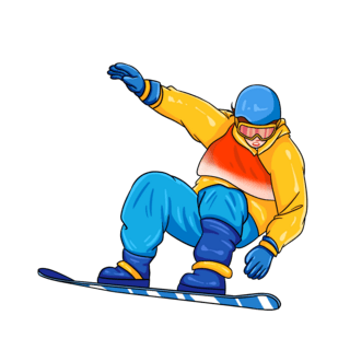 创意滑雪人物海报模板_手绘冬天运动滑雪的人物半蹲姿势主题元素