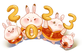 兔子卡通兔子海报模板_2023兔年新春春节新年卡通兔子萌兔组合