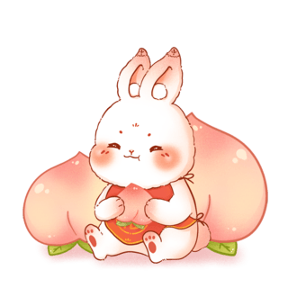 玩具小兔子海报模板_兔年喜庆兔子吃桃子寿桃春节小元素