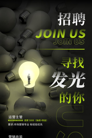 中餐厅招聘海报模板_行业招聘信息灯泡构想人才海报