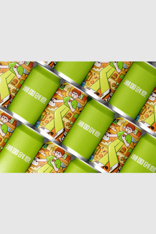 饮料包装包装海报模板_时尚简洁常规易拉罐样机食物餐饮