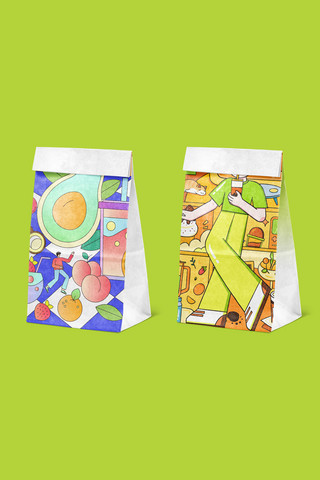 废弃食物海报模板_纸袋包装手提袋环保袋样机食物餐饮软包装