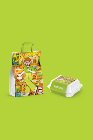纸箱打包海报模板_纸袋食品包装打包餐盒样机食物餐饮软包装