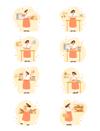 烤箱烤箱海报模板_面包师AI人物元素套图