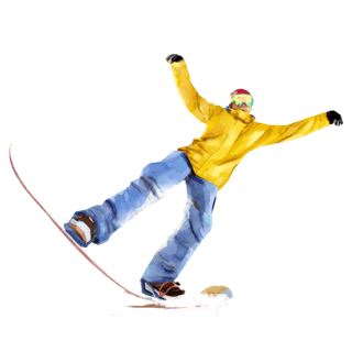 动态好友动态海报模板_蓝色小清新动感自由极限手绘冬天运动滑雪滑雪板动态运动员人物创意元素手绘