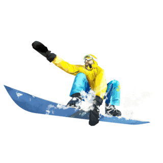 户外简约海报模板_简约蓝色手绘冬天运动滑雪滑雪板动态运动员人物创意元素