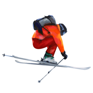 动态散光点海报模板_红色动感极限手绘冬天运动滑雪滑雪板动态运动员人物创意元素手绘