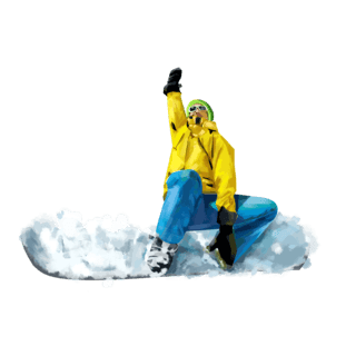 蓝灰色元素海报模板_酷炫滑雪蓝森简约动态手绘冬天运动滑雪滑雪板动态运动员人物创意元素手绘