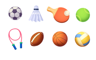 法律中心icon海报模板_体育健身球类多色渐变运动ICON设计