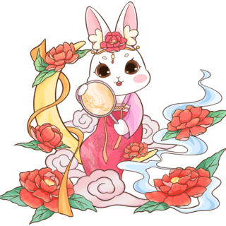 兔年春节新春兔子祝福花开富贵