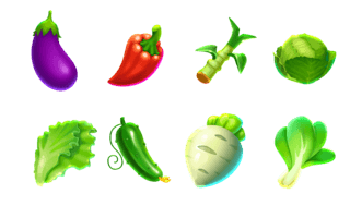 生鲜蔬菜绿色质感渐变ICON图标设计