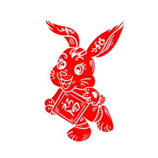 红色可爱海报模板_兔年春节新春春节剪纸开心可爱兔子新年