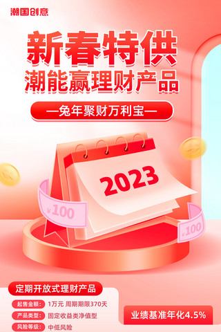 2023年新春银行定期理财产品大额存单营销海报