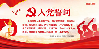党建风简约创意入党誓词志愿者中国共产党政策学习公益宣传展架