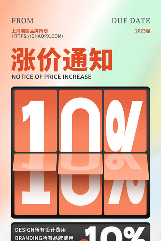 数字56海报模板_涨价通知橙色简约创意翻页通知类海报