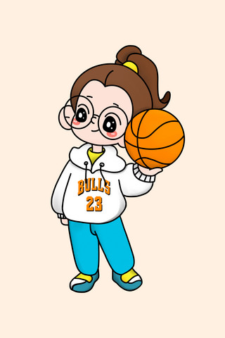 ui篮球海报模板_开学季开学寄语插画人物篮球女孩