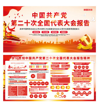 党建风简约创意中国共产党代表大会报告政策学习党建公益宣传展板