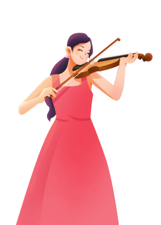 38妇女节职业群像女性人物小提琴家元素