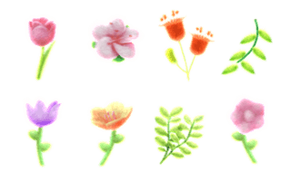 质感花朵海报模板_毛绒绒质感可爱花朵春季创意手绘ICON设计