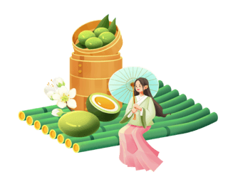 芋泥青团奶绿海报模板_清明清明节中国风古风青团美食风景元素