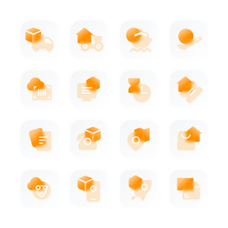 物流快递配送橙色磨砂玻璃icon图标