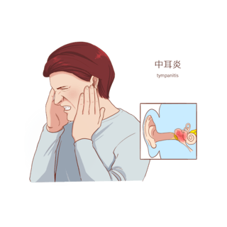 女医生漫画版海报模板_常见医疗人物疾病图例中耳炎