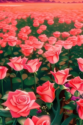 玫瑰花杆上的刺海报模板_红色玫瑰花花朵花海春天