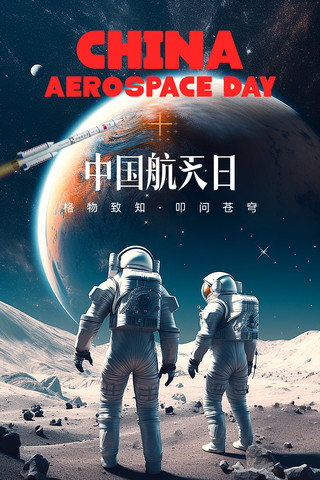 世界咖啡海报模板_赛博科幻科技宇航员飞船火箭中国航天日世界航天日节日公益海报