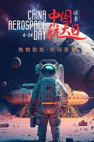 喷射的火箭海报模板_赛博科幻科技宇航员飞船火箭中国航天日世界航天日节日公益海报