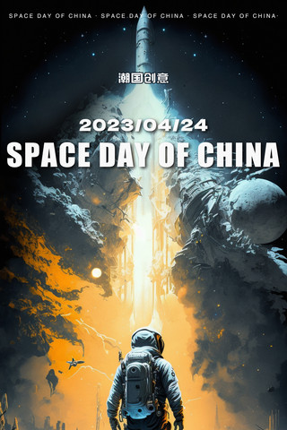 中国航天日科技科幻节日祝福海报