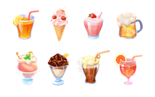 野果冰淇淋海报模板_夏日夏天美食餐饮饮品冷饮手绘创意ICON设计