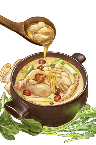 鸡汤美食插画