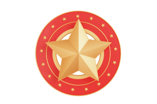 带星星的皇冠海报模板_3D党建类金色红色圆环五角星
