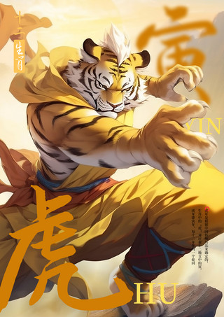 动物貼紙海报模板_中国风海报虎十二生肖国潮IP