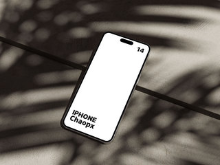 牵引绳样机海报模板_iPhone14promax手机样机光影高级感