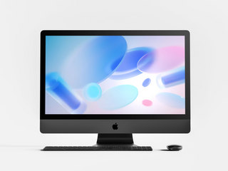 电脑有网海报模板_黑色苹果电脑样机纯色背景