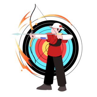 射箭靶心卡通海报模板_卡通手绘亚运会运动员射箭扁平运动体育竞技比赛