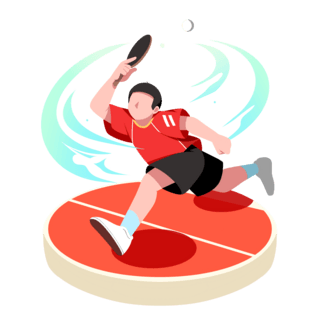 吃西瓜比赛海报模板_卡通手绘亚运会打乒乓球扁平运动体育竞技比赛