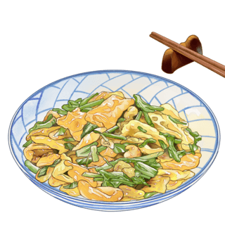 香椿炒鸡蛋中国风插画元素餐饮美食