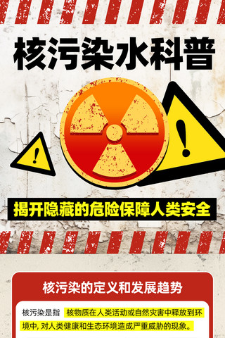 污染的大树海报模板_红色商务核污染水危害知识科普长图